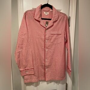 NWT J. Crew Size XS Red White Stripe Long Sleeve Button Down Cotton Pajama Top